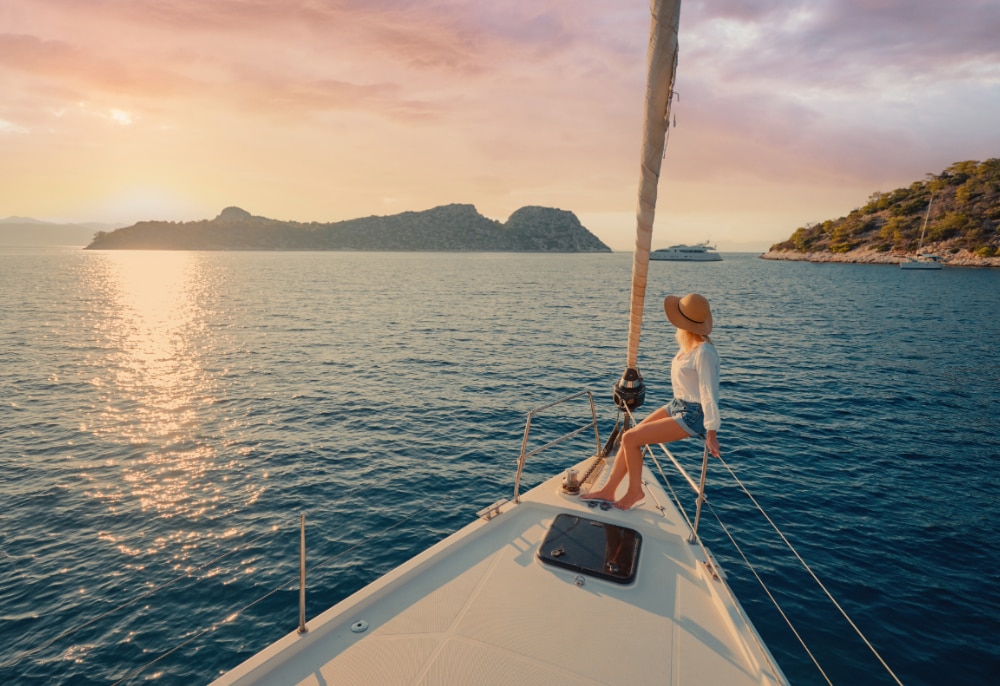Image of a woman sitting on a boat