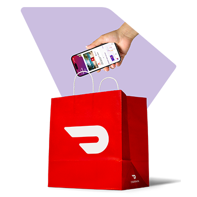 Animation of a doordash bag