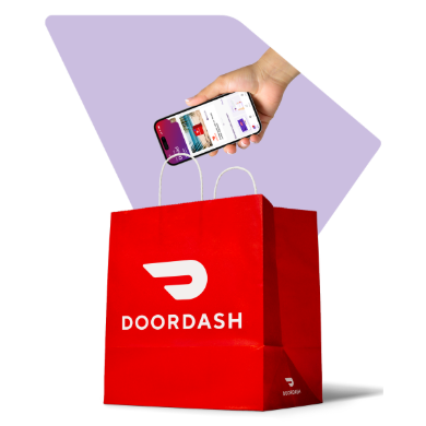 Animation of a doordash bag