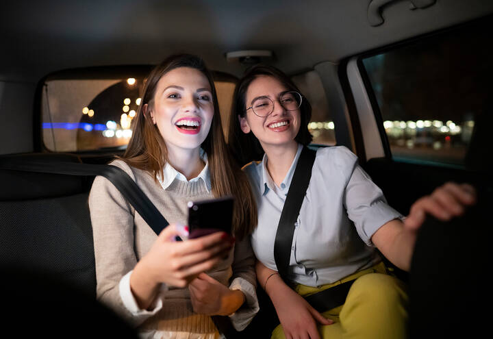 Two women in a car