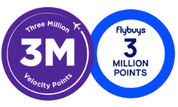 3 Million Velocity Points and 3 Million Flybuys points