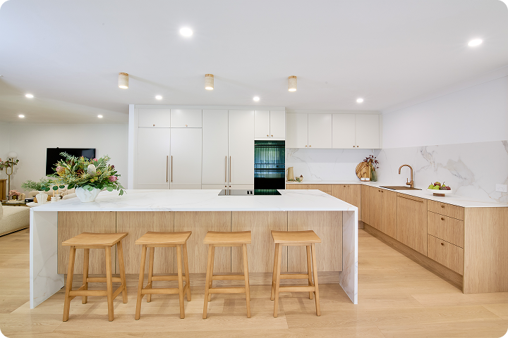 Image of white kitchen with wooden finished