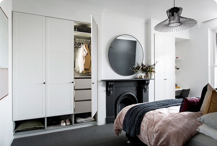 Image of white built in wardrobe by Freedom Kitchens and Wardrobes