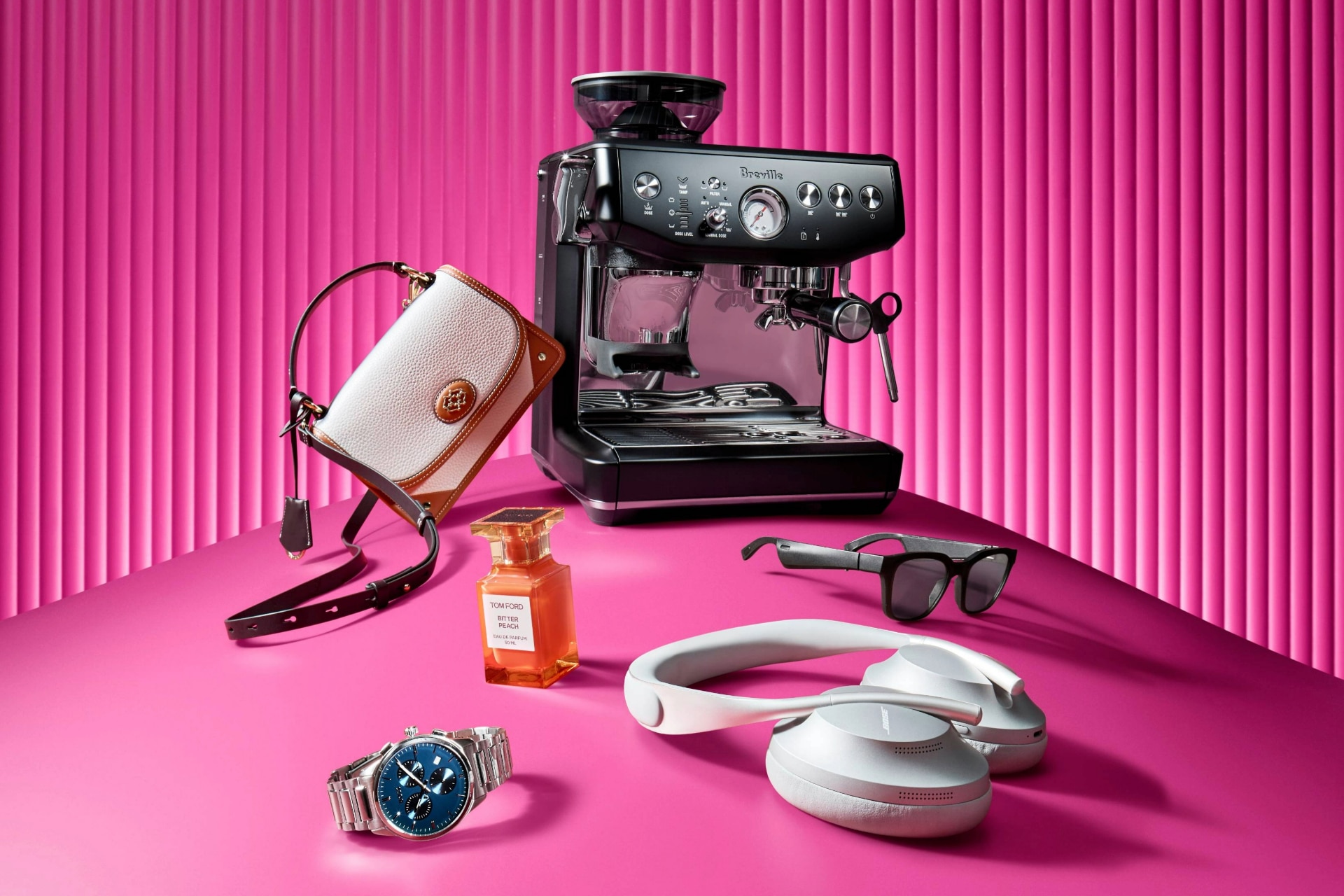 Myer products displayed with a pink background