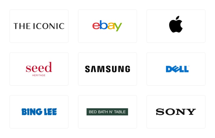 9 featured participating brands — Apple, Appliances Online, Chemist Warehouse, David Jones, Myer, The Iconic, Ebay, Petbarn, and The Good Guys
